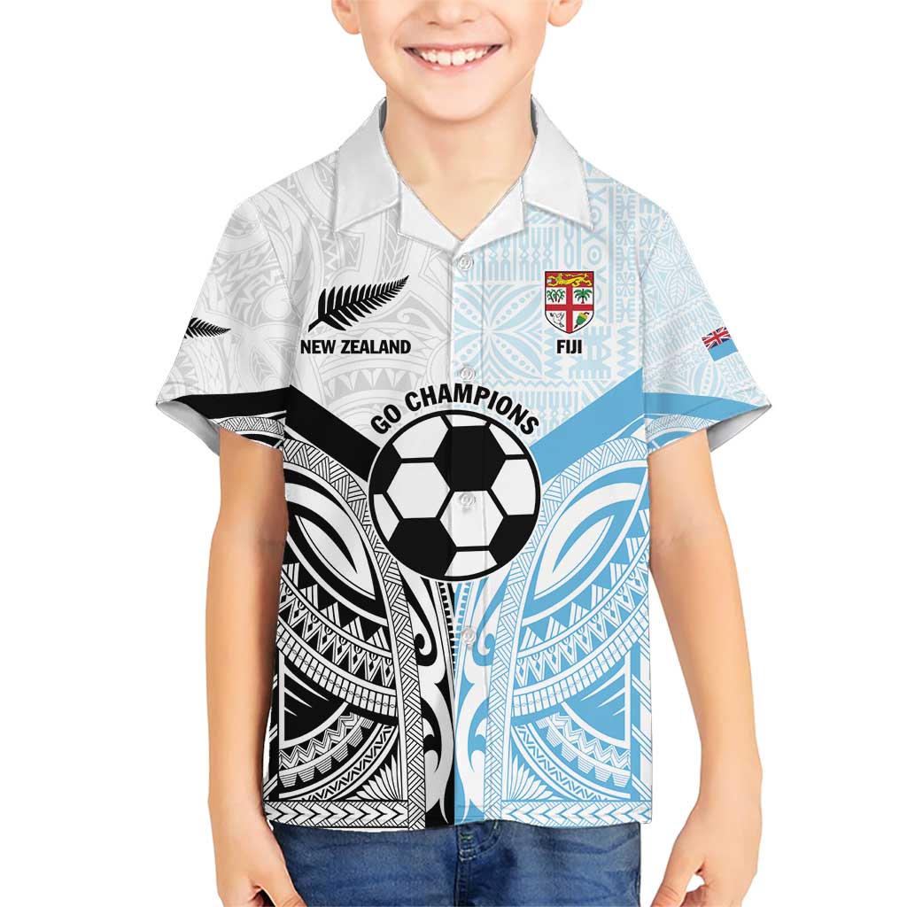 New Zealand-Fiji Football Custom Family Matching Short Sleeve Bodycon Dress and Hawaiian Shirt Together Go Champions LT9 Son's Shirt Art - Polynesian Pride