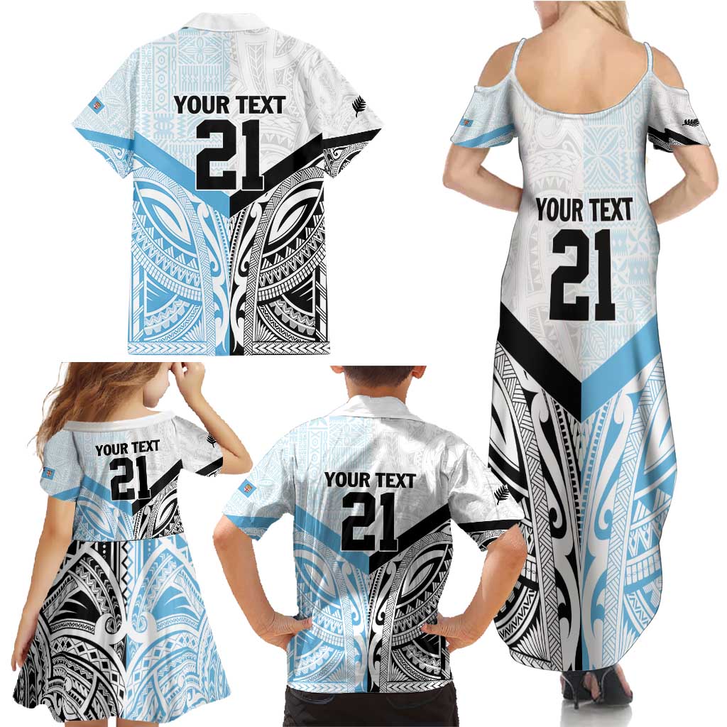 New Zealand-Fiji Football Custom Family Matching Summer Maxi Dress and Hawaiian Shirt Together Go Champions LT9 - Polynesian Pride