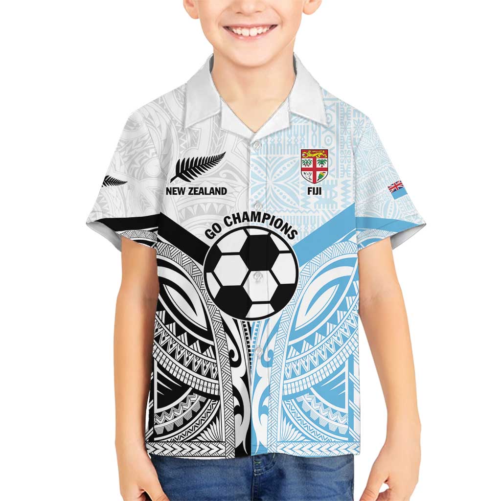 New Zealand-Fiji Football Custom Family Matching Tank Maxi Dress and Hawaiian Shirt Together Go Champions LT9 Son's Shirt Art - Polynesian Pride
