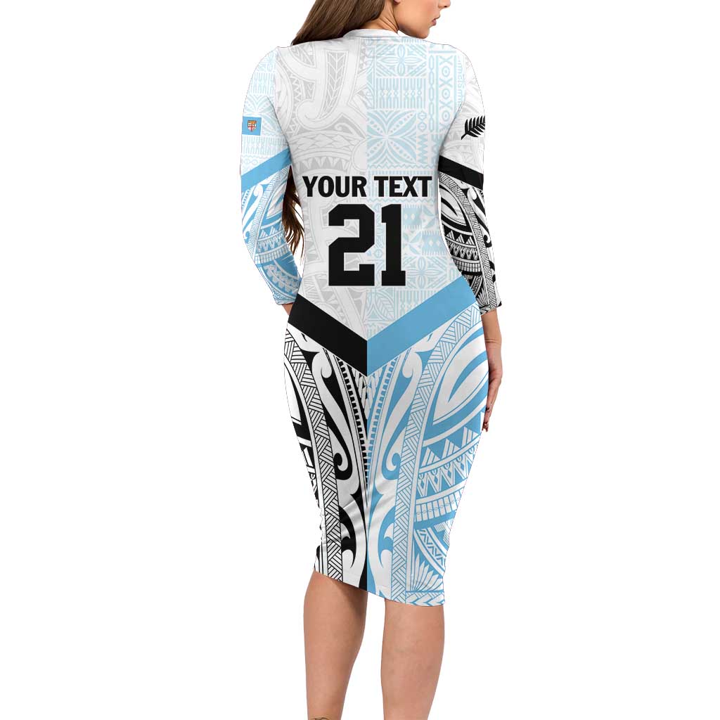 New Zealand-Fiji Football Custom Long Sleeve Bodycon Dress Together Go Champions LT9 - Polynesian Pride