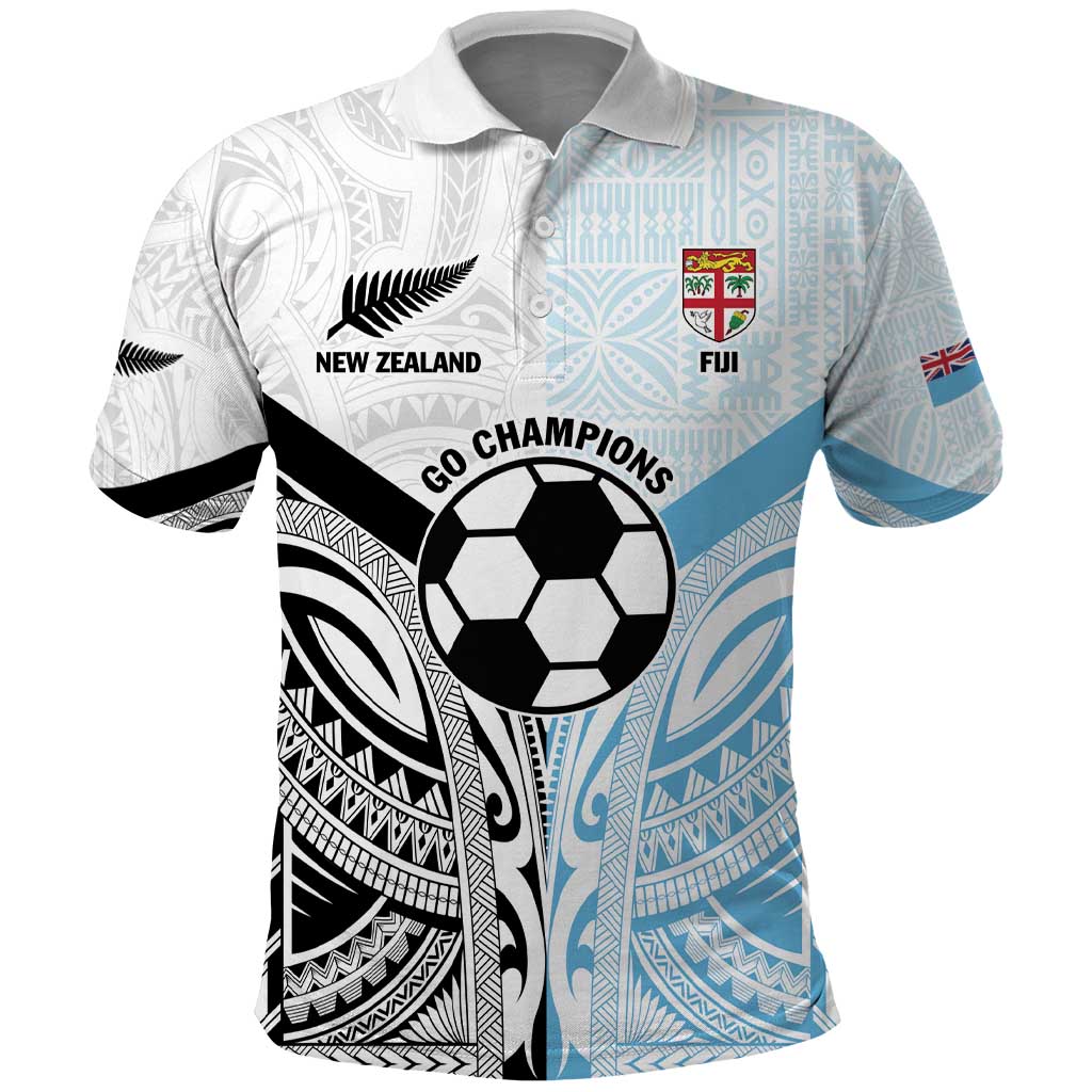 New Zealand-Fiji Football Custom Polo Shirt Together Go Champions LT9 Art - Polynesian Pride