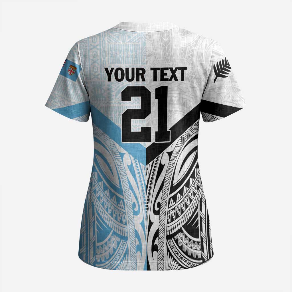 New Zealand-Fiji Football Custom Scrub Top Together Go Champions LT9 - Polynesian Pride