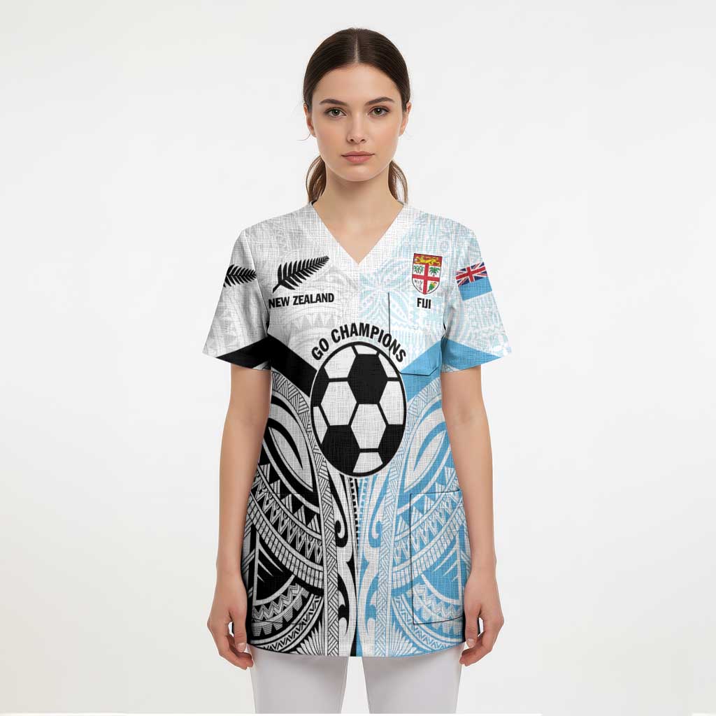 New Zealand-Fiji Football Custom Scrub Top Together Go Champions LT9 - Polynesian Pride