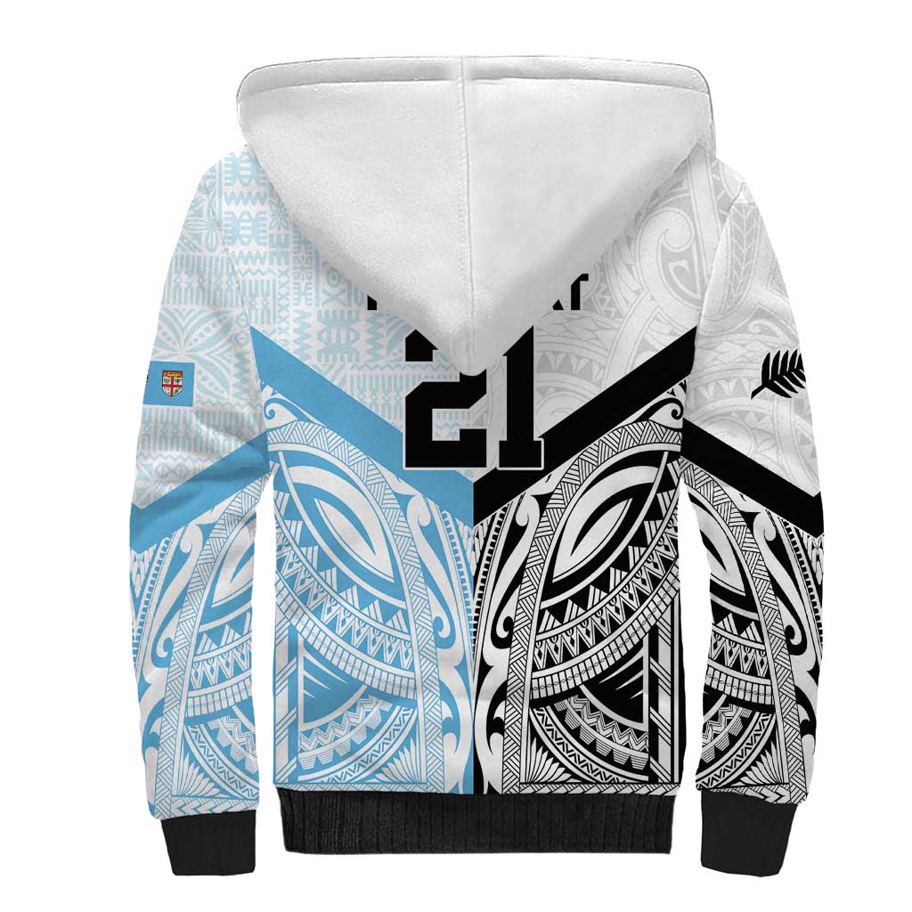 New Zealand-Fiji Football Custom Sherpa Hoodie Together Go Champions LT9 - Polynesian Pride