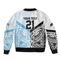 New Zealand-Fiji Football Custom Sleeve Zip Bomber Jacket Together Go Champions LT9 - Polynesian Pride