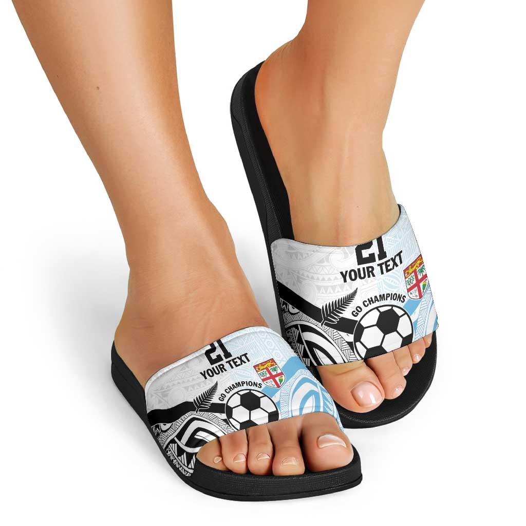 New Zealand-Fiji Football Custom Slide Sandals Together Go Champions LT9 - Polynesian Pride