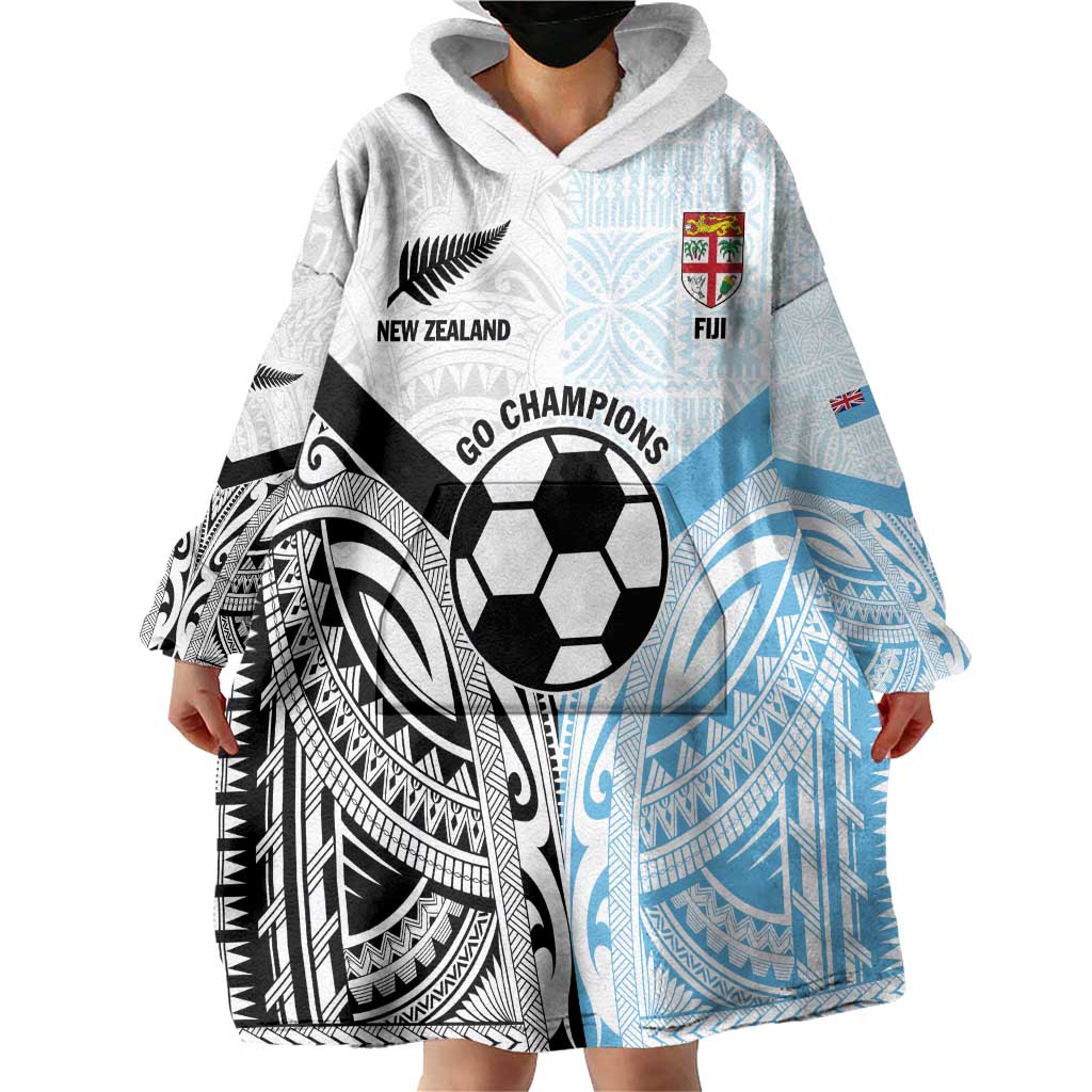 New Zealand-Fiji Football Custom Wearable Blanket Hoodie Together Go Champions LT9 - Polynesian Pride