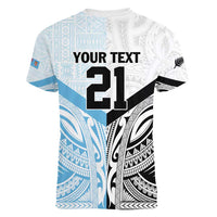 New Zealand-Fiji Football Custom Women V-Neck T-Shirt Together Go Champions LT9 - Polynesian Pride