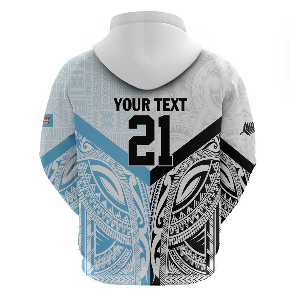 New Zealand-Fiji Football Custom Zip Hoodie Together Go Champions LT9 - Polynesian Pride