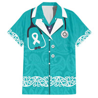 New Zealand Nurses Week Hawaiian Shirt Maori Kowhaiwhai Cyan Tribal LT9 Cyan - Polynesian Pride