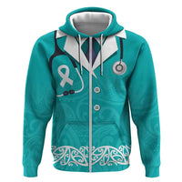New Zealand Nurses Week Hoodie Maori Kowhaiwhai Cyan Tribal LT9 Zip Hoodie Cyan - Polynesian Pride