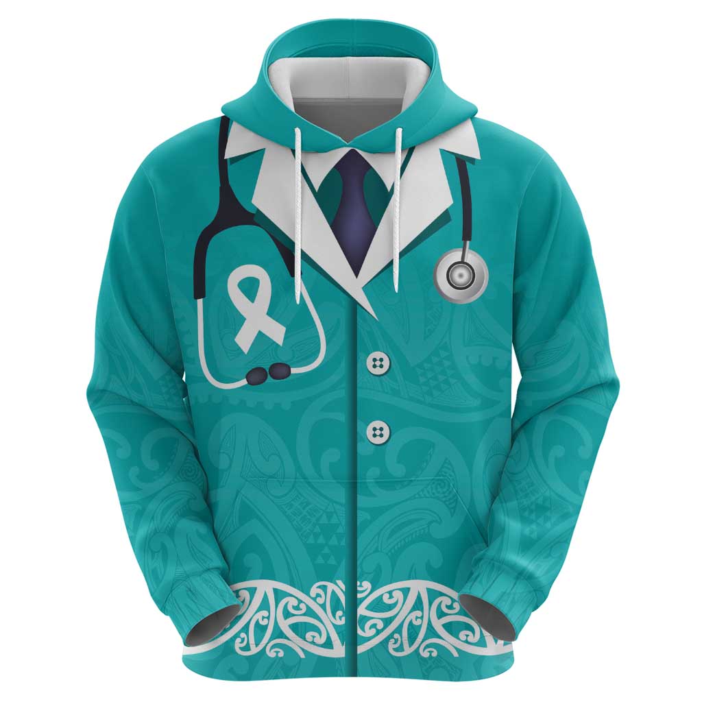 New Zealand Nurses Week Hoodie Maori Kowhaiwhai Cyan Tribal LT9 - Polynesian Pride