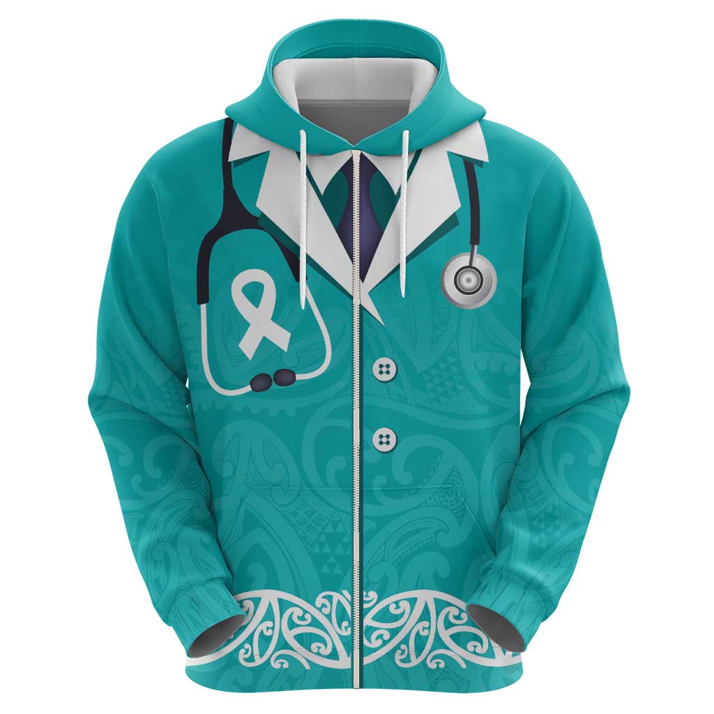 New Zealand Nurses Week Hoodie Maori Kowhaiwhai Cyan Tribal LT9 - Polynesian Pride