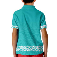 New Zealand Nurses Week Kid Polo Shirt Maori Kowhaiwhai Cyan Tribal LT9 - Polynesian Pride