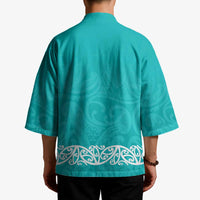 New Zealand Nurses Week Kimono Maori Kowhaiwhai Cyan Tribal