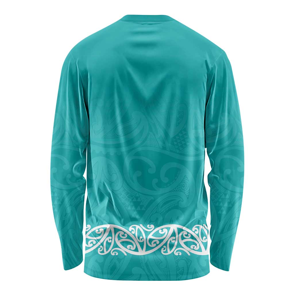 New Zealand Nurses Week Long Sleeve Shirt Maori Kowhaiwhai Cyan Tribal LT9 - Polynesian Pride