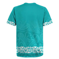 New Zealand Nurses Week Rugby Jersey Maori Kowhaiwhai Cyan Tribal LT9 - Polynesian Pride
