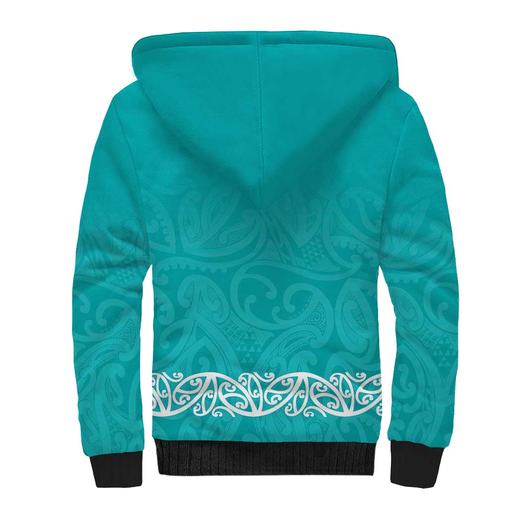 New Zealand Nurses Week Sherpa Hoodie Maori Kowhaiwhai Cyan Tribal LT9 - Polynesian Pride