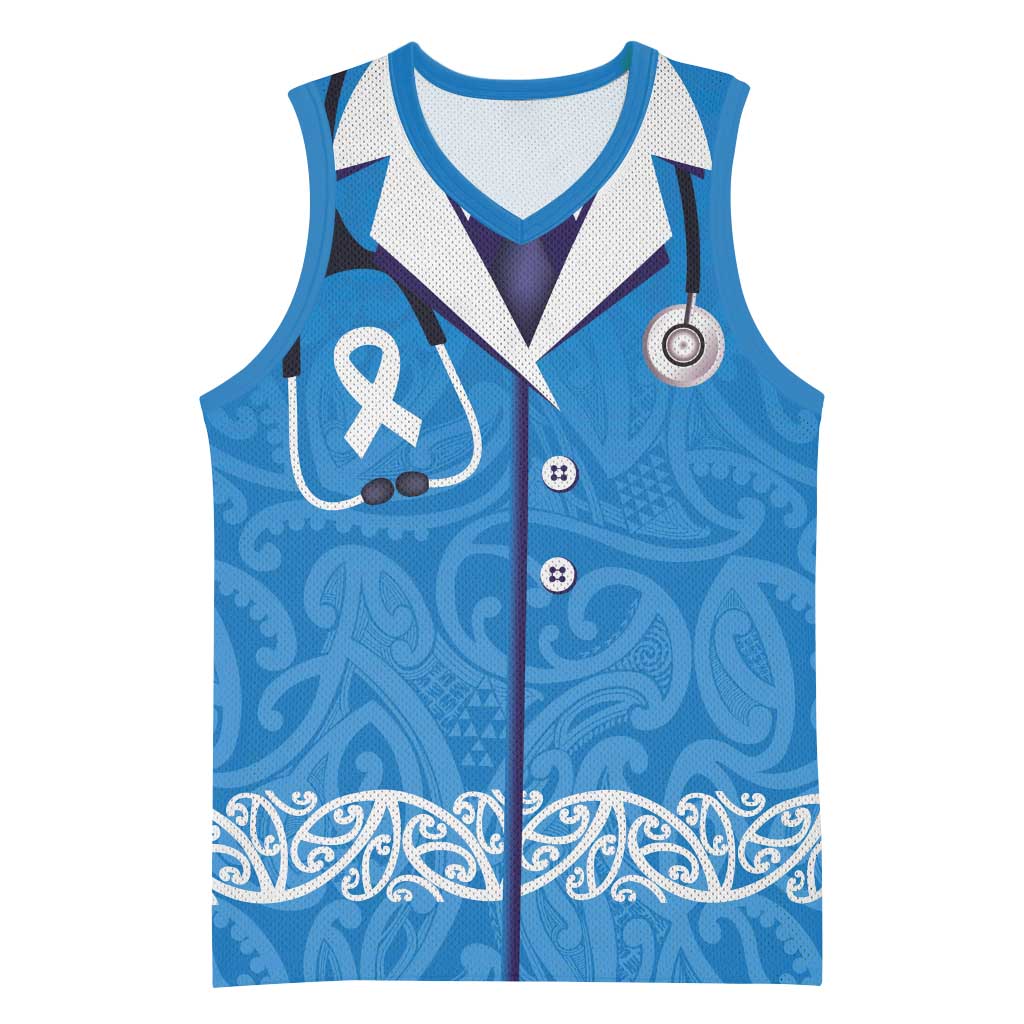 New Zealand Nurses Week Basketball Jersey Maori Kowhaiwhai Blue Tribal LT9 Unisex Blue - Polynesian Pride