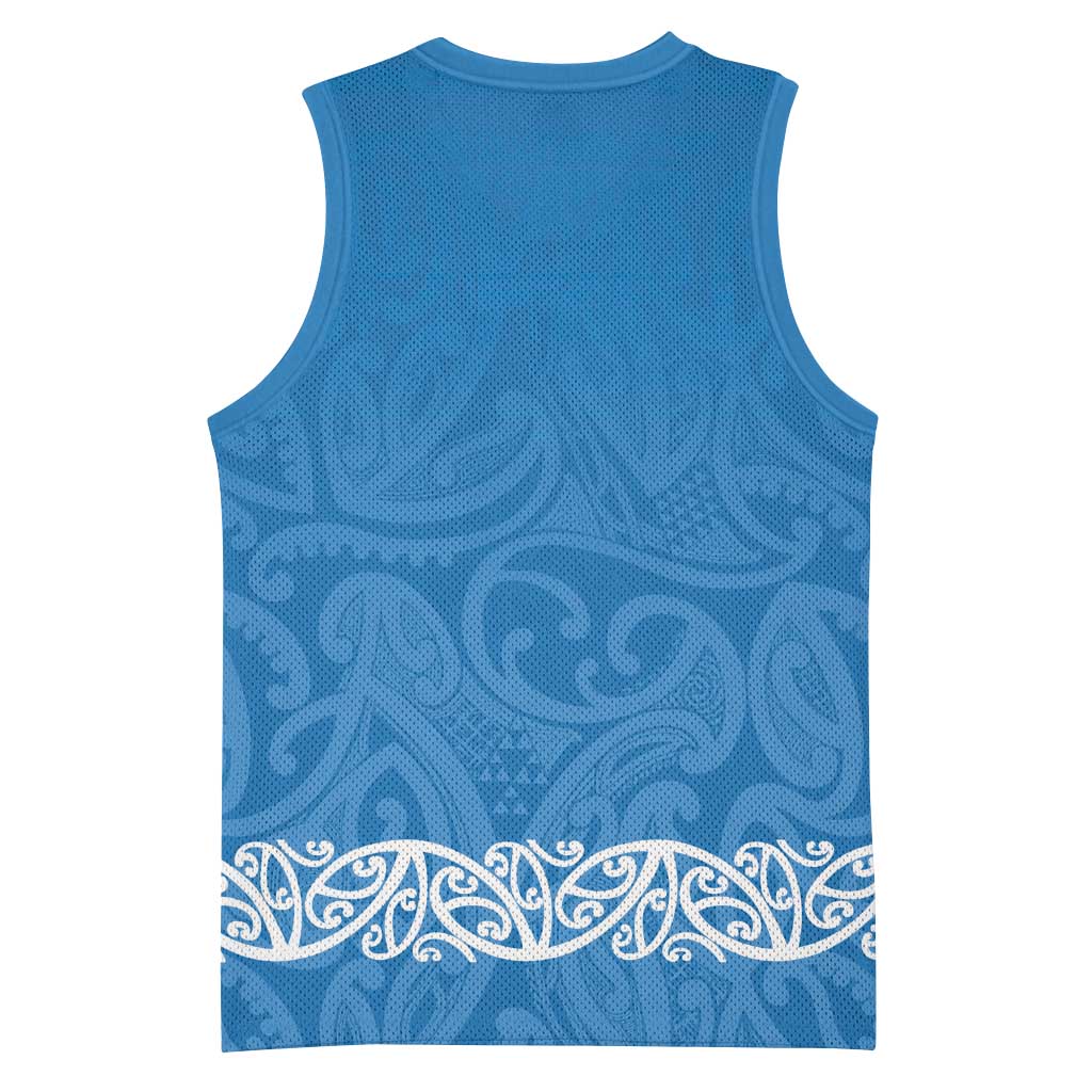 New Zealand Nurses Week Basketball Jersey Maori Kowhaiwhai Blue Tribal LT9 - Polynesian Pride