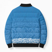New Zealand Nurses Week Bomber Puffer Jacket Maori Kowhaiwhai Blue Tribal