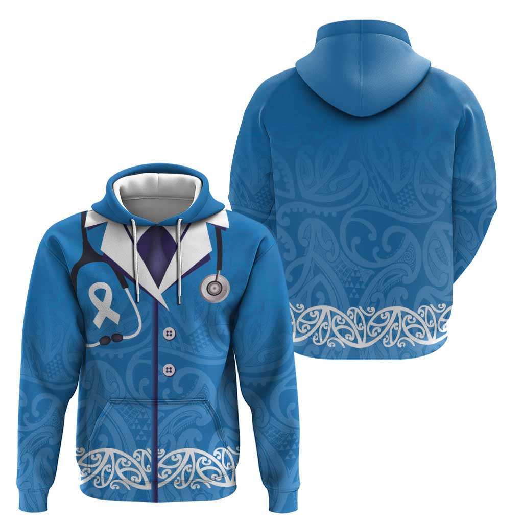New Zealand Nurses Week Hoodie Maori Kowhaiwhai Blue Tribal LT9 - Polynesian Pride