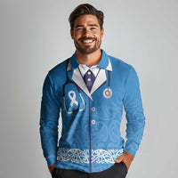 New Zealand Nurses Week Long Sleeve Polo Shirt Maori Kowhaiwhai Blue Tribal LT9 - Polynesian Pride
