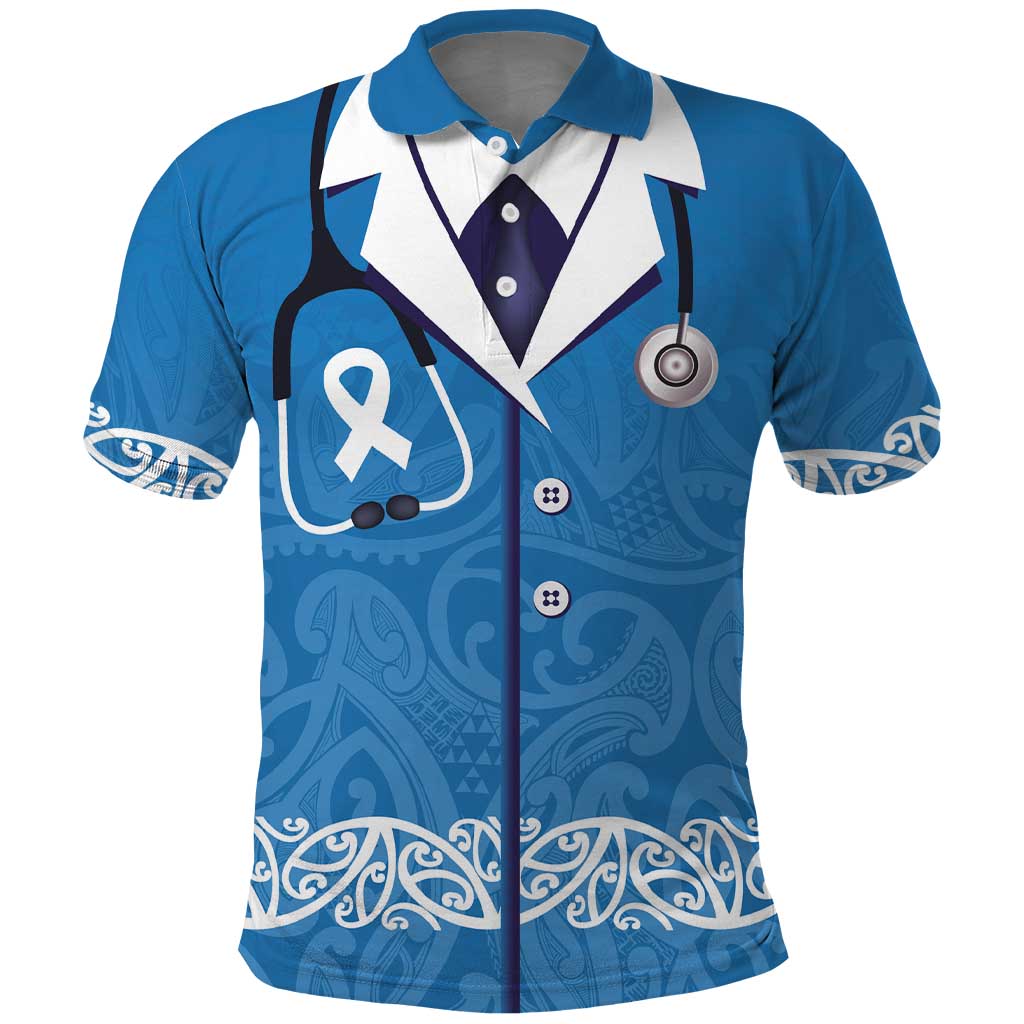 New Zealand Nurses Week Polo Shirt Maori Kowhaiwhai Blue Tribal