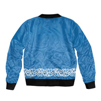 New Zealand Nurses Week Sleeve Zip Bomber Jacket Maori Kowhaiwhai Blue Tribal