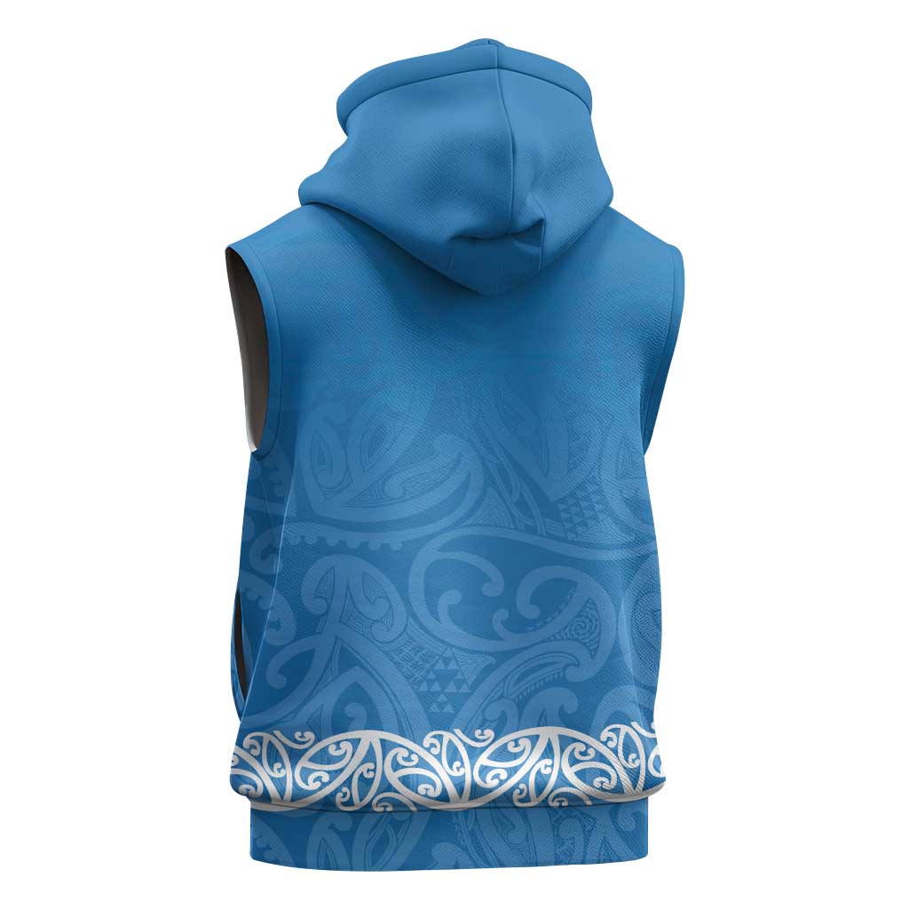New Zealand Nurses Week Sleeveless Zip Hoodie Maori Kowhaiwhai Blue Tribal LT9 - Polynesian Pride