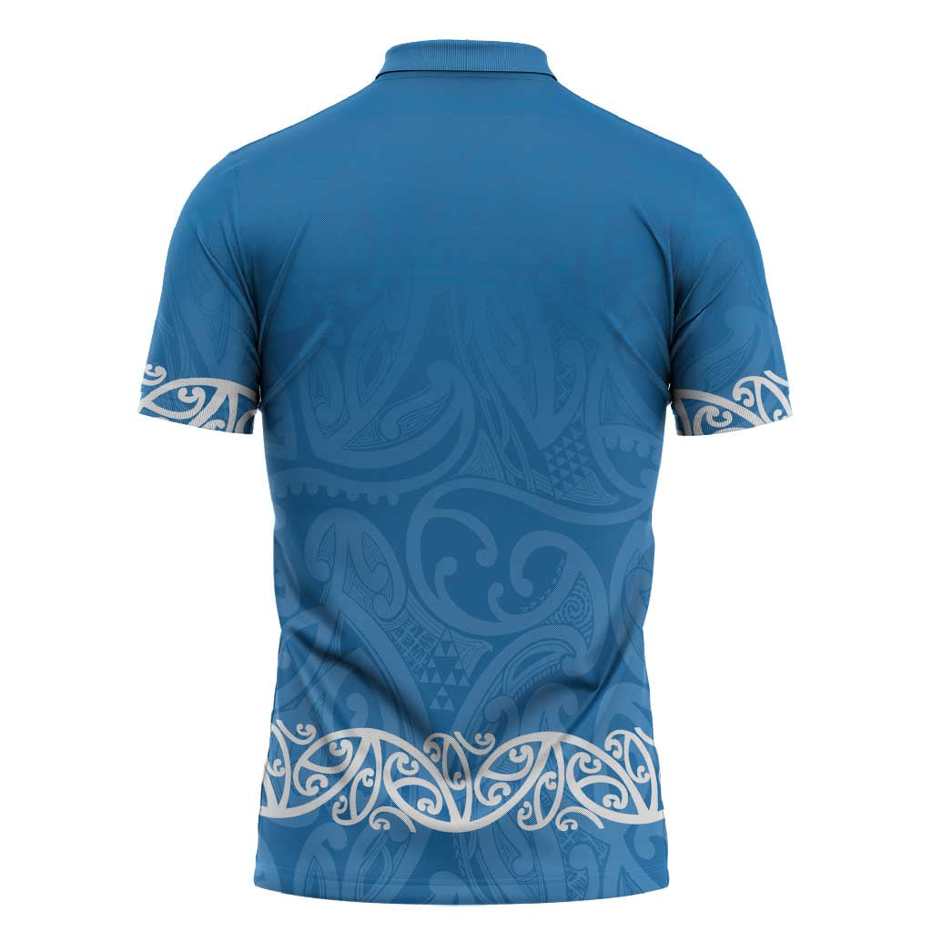 New Zealand Nurses Week Zipper Polo Shirt Maori Kowhaiwhai Blue Tribal LT9 - Polynesian Pride