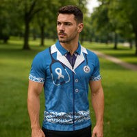 New Zealand Nurses Week Zipper Polo Shirt Maori Kowhaiwhai Blue Tribal LT9 - Polynesian Pride