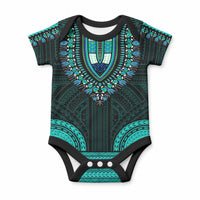 African Dashiki With Polynesian Pattern Teal Baby Onesie LT9 Teal - Polynesian Pride