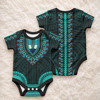 African Dashiki With Polynesian Pattern Teal Baby Onesie LT9 - Polynesian Pride