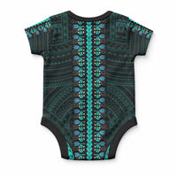 African Dashiki With Polynesian Pattern Teal Baby Onesie LT9 - Polynesian Pride