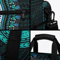 African Dashiki With Polynesian Pattern Teal Duffle Bag LT9 - Polynesian Pride