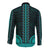 African Dashiki Long Sleeve Button Shirt With Polynesian Pattern - Teal LT9 - Polynesian Pride