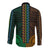 African Dashiki Long Sleeve Button Shirt With Polynesian Pattern - Half Green and Gold LT9 - Polynesian Pride