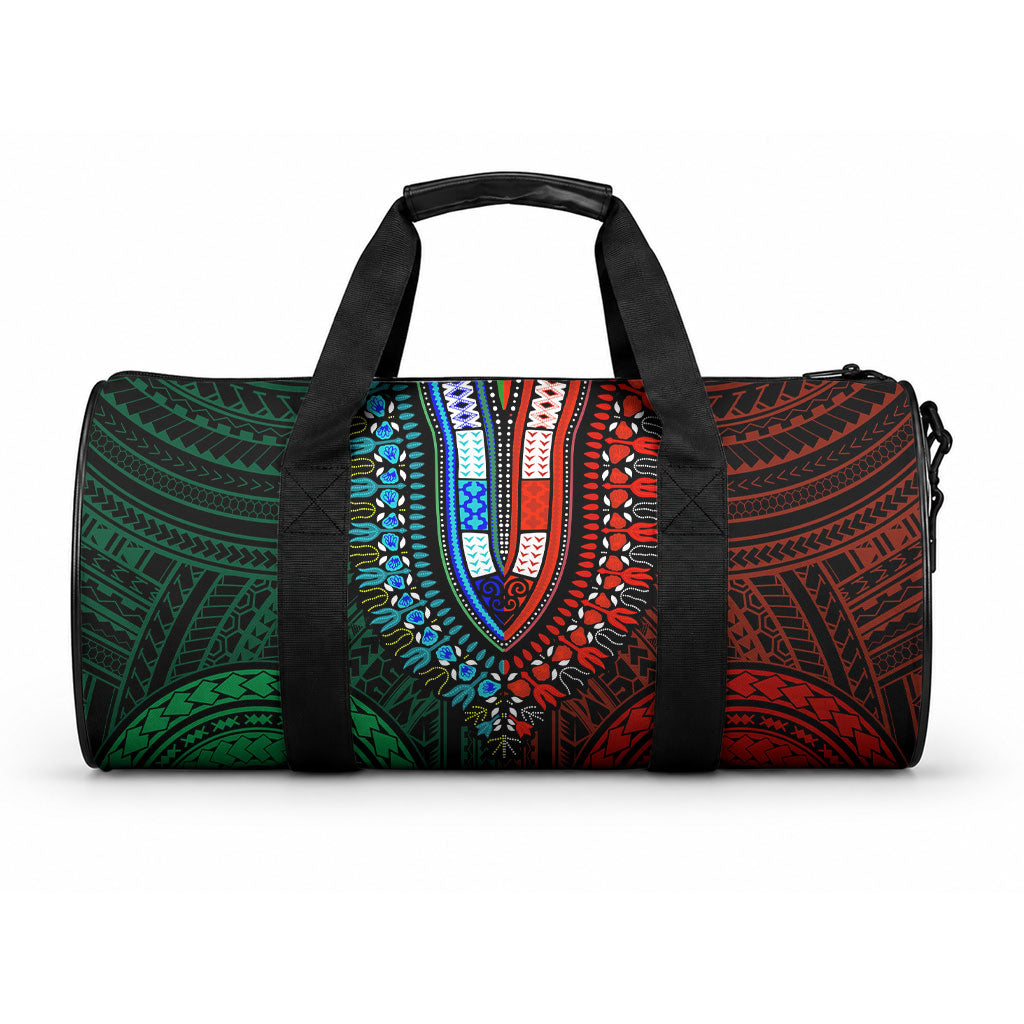 African Dashiki With Polynesian Pattern Green Red Duffle Bag LT9 One size Green and Red - Polynesian Pride