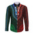 African Dashiki Long Sleeve Button Shirt With Polynesian Pattern - Half Green and Red LT9 Unisex Green and Red - Polynesian Pride