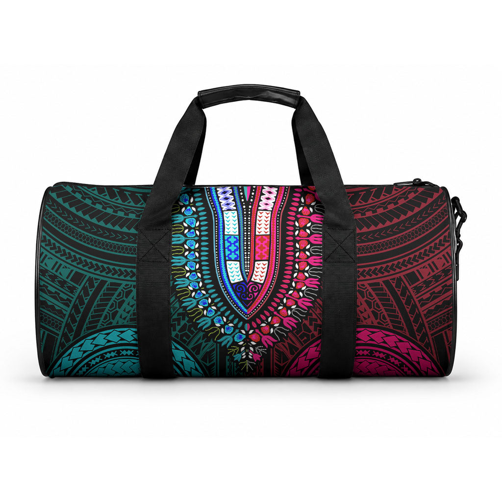 African Dashiki With Polynesian Pattern Teal Pink Duffle Bag LT9 One size Teal and Pink - Polynesian Pride