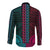 African Dashiki Long Sleeve Button Shirt With Polynesian Pattern - Half Teal and Pink LT9 - Polynesian Pride
