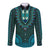 African Dashiki Long Sleeve Button Shirt With Tapa Pattern - Teal LT9 Unisex Teal - Polynesian Pride