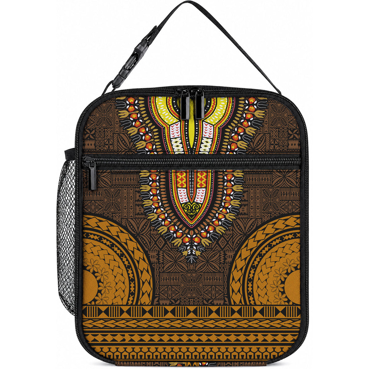 African Dashiki With Tapa Pattern - Gold Lunch Bag LT9 10.2 × 8.3 × 4.3 inch Gold - Polynesian Pride
