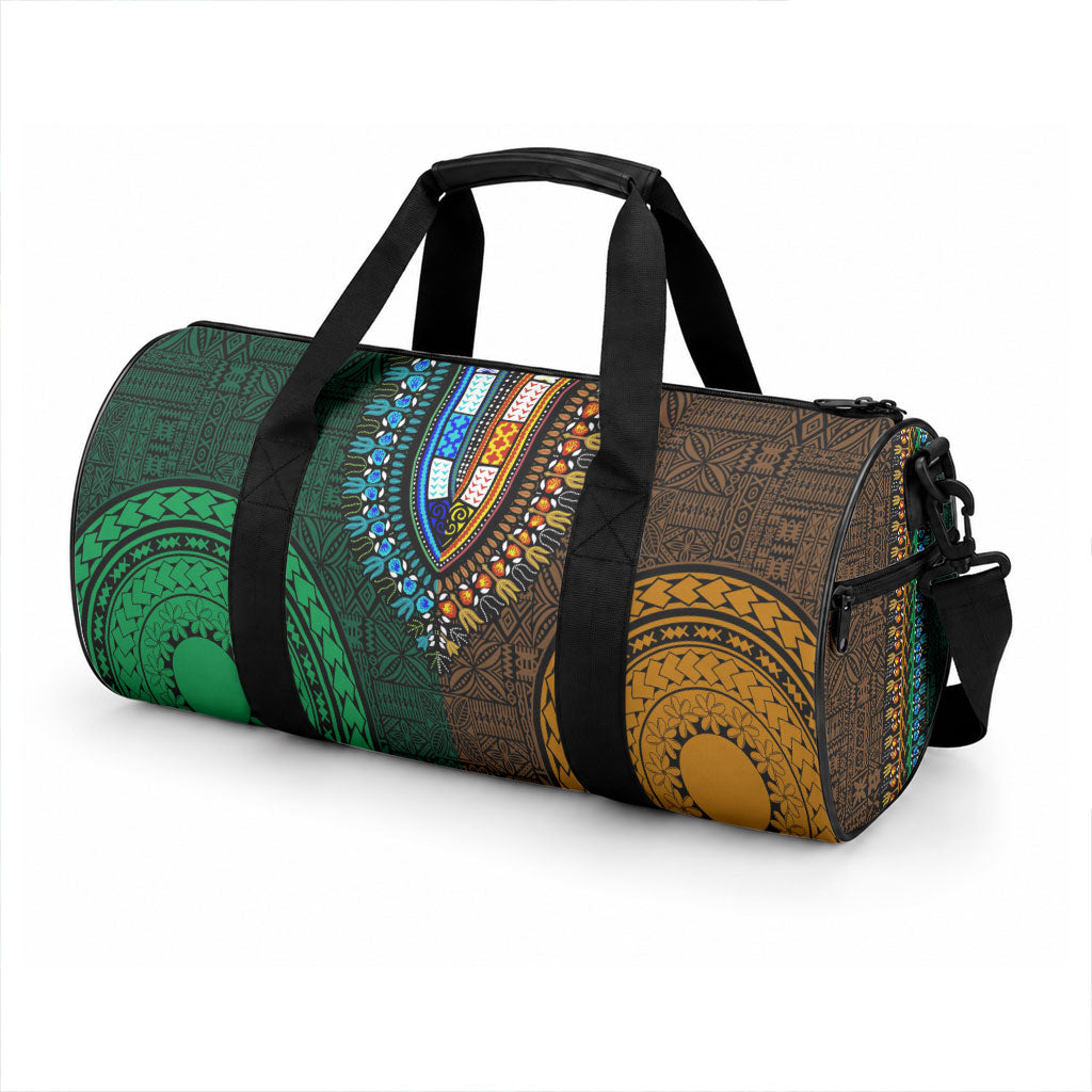 African Dashiki With Tapa Pattern - Green Gold Duffle Bag LT9 - Polynesian Pride
