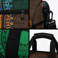 African Dashiki With Tapa Pattern - Green Gold Duffle Bag LT9 - Polynesian Pride