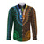 African Dashiki Long Sleeve Button Shirt With Tapa Pattern - Half Green and Gold LT9 Unisex Green and Gold - Polynesian Pride