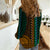African Dashiki Women Casual Shirt With Tapa Pattern - Half Green and Gold LT9 - Polynesian Pride