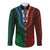 African Dashiki Long Sleeve Button Shirt With Tapa Pattern - Half Green and Red LT9 Unisex Green and Red - Polynesian Pride