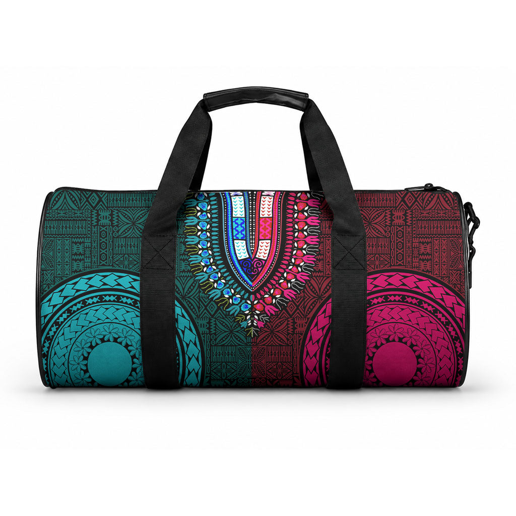 African Dashiki With Tapa Pattern - Teal Pink Duffle Bag LT9 One size Teal and Pink - Polynesian Pride